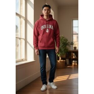 Indiana Hoosiers Hoodie Mens Medium Red IU Genuine Stuff Pullover NCAA y2k vtg